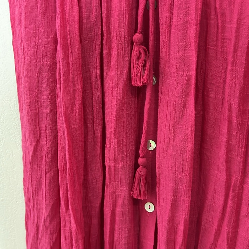 Lulus Maxi Dress Fuchsia Button Up Bottom Lined S… - image 4